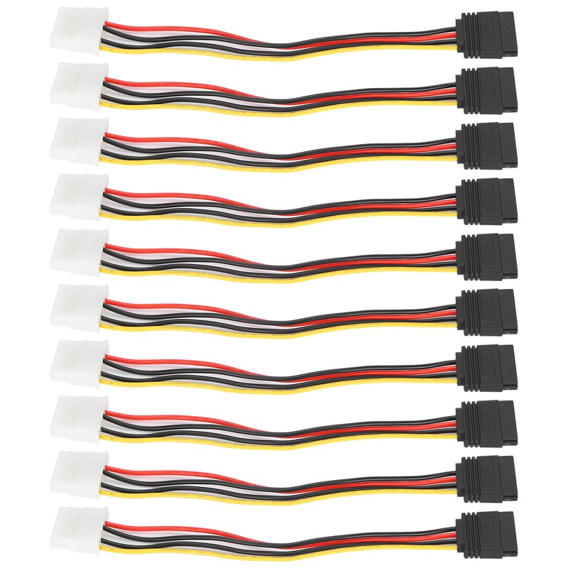 10 Pcs SATA Cables Big 4Pin to 15Pin IDESATA Power