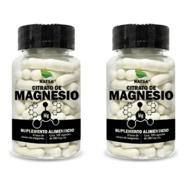 Citrato De Magnesio 2 Frascos con 100 Cápsulas c/u Calidad Premium Duerme Mejor y Despierta Con + Energía Alta Absorción