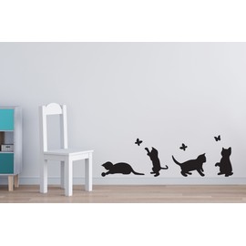 Cats playing Catching butterflies home Vinyl Wall Sticker Decor Decal Mural KItchen Pets wallpaper decoration kids room Living room wall art interior design