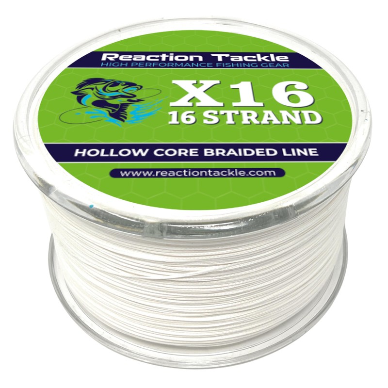 Reaction Tackle Hollow Core, 16 Strand Braided Fishing Line White
