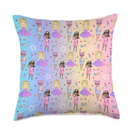 Gildel Design Fashion Dolls Lipstick Stars Throw Pillow, 18x18, Multicolor
