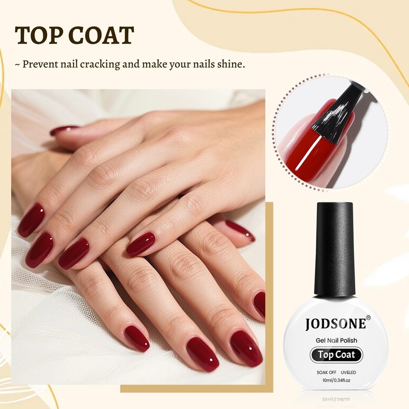 JODSONE 3Pcs 10ml Top and Base Coat Gel Nail Remover