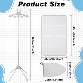 LemonRoad 3 Pcs Foldable Steam Board Set Steaming Clothes Steamer Pad Hanging Ironing Clothes Board Steamer for Clothing Iron Pad Adjustable Standing Garment Hanger Household Products, Grey