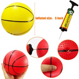 Dshengoo 12 Pcs 5 Inch Mini Basketballs,Colorful Rubber InflatableBasketball,Pool Kick Balls Toy with Inflation Pump for Indoor Mini Basketball Hoop,Beach Sports Game,Party Favor