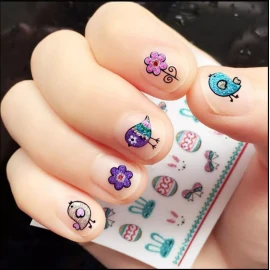 BYNYTO 12 Hojas De Calcomanías De Uñas De Pascua Con Purpurina Para