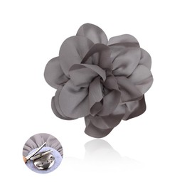 Grey Flower Brooch Pin for Women Dress Pins Brooch Flower Pin for Women Large Grey Flower Pin Oversized Flower Rose Pin Brooch Large Flower Pins for Women Suits Clothes Wedding Dance Party Brooch