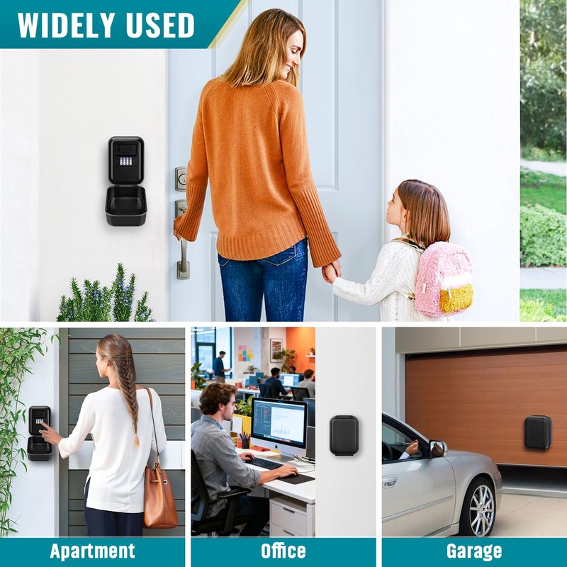 TEUEN Key Lock Box, Waterproof Wall Mount Lock Box for