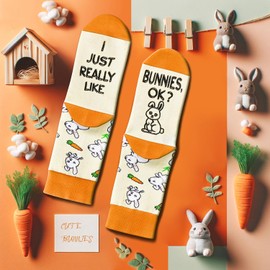 HAPPYPOP Funny Bunny Gifts Girls Easter Gifts Easter Socks Kids, Bunny Socks Rabbit Socks Boys Teen Girls 4-7 Years