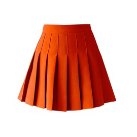 ZHANCHTONG Women's High Waist A-Line Pleated Mini Skirt Short Tennis Skirt (Orange, L)
