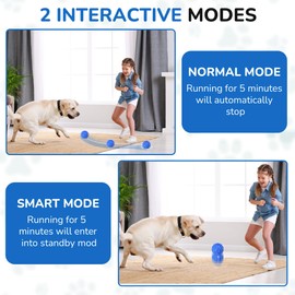Smart Interactive Dog Toys【New E-TPU Material】 Automatic Moving, Crazy Bouncing and Rotating Interactive Dog Ball,IPX7 Waterproof Design,Pet Active Rolling Ball for Medium and Large Dogs (Blue)