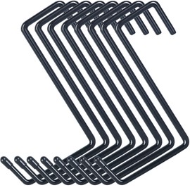 DINGEE Heavy Duty 8 Pack Vinyl Coated Hooks for Hanging and Organizing, Large Ladder Hooks, Garage Bike and Tool Hanger, Black
