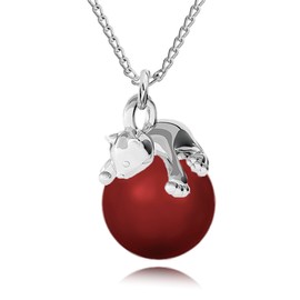 PANDA LUXURY JEWELLERY Women's 925 Sterling Silver Necklace Cat with Pearls Chain with Pendant for Girlfriend Wife Her Jewellery for Women Girls Valentine's Day Christmas Birthday, Sterling Silver,