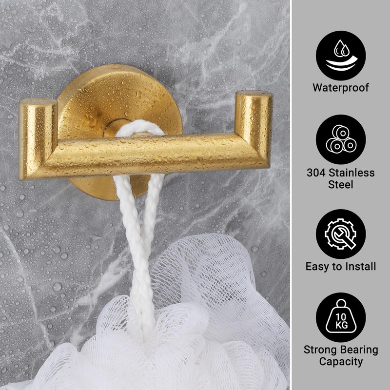 Segus Towel Hooks for Drilling, Pack of 2 Clothes Hooks,
