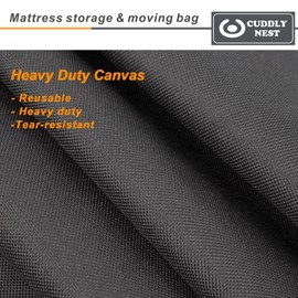 Waterproof Mattress Storage Bag for Moving and Storage - Reusable Heavy Duty Canvas Mattress Bag with Zipper and Lifting & Moving Straps (Black, Twin)