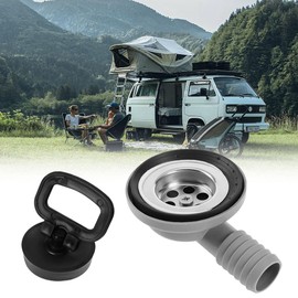 ZOYDP 50 mm Drain Fitting Sink, Camping Sink Drain, Camping Sink Drain Fitting with Locking Lid, 90° Side Drain Pipe for Caravan, Motorhome, Caravan, Boat