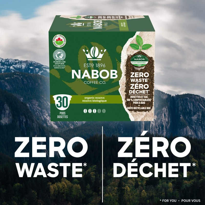 Nabob Organic Reserve Coffee 100% Compostable Pods, 292g