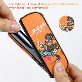 Case for IQOS (Only for ILUMA Shell) Leather Case with Side Cover + Protective Cover Interchangeable (Orange)