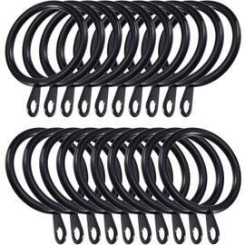 Shappy 20 Pack Curtain Eyelet Rings Black Metal Hanging Rings for Curtains and Rods, 30 mm Internal Diameter