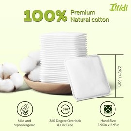 Almohadillas de algodón cuadradas grandes, 80 unidades, sin pelusas, suaves, esquinas redondeadas, multicapa, para eliminación de maquillaje, tóner, l