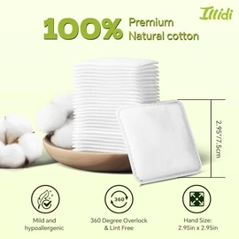 Almohadillas de algodón cuadradas grandes, 80 unidades, sin pelusas, suaves, esquinas redondeadas, multicapa, para eliminación de maquillaje, tóner, l