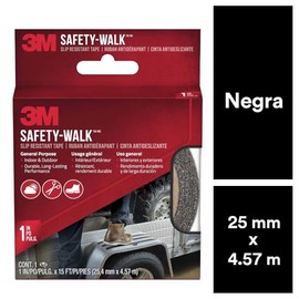 3M, Rollo Antiderrapante para Uso General, 25.4 mm x 4.57 m, Color Negro, Alta Durabilidad, Ideal para Tráfico Pesado, 1 rollo