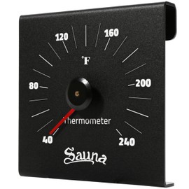 Premium Aluminum Sauna Thermometer - 100% Anodized Aluminum, Large Numbers, Durable and Long Lasting, Easy to Install Sauna Thermometer Fahrenheit