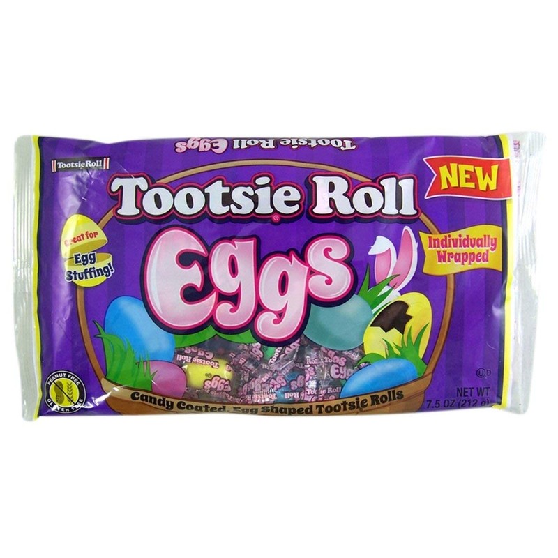 Individually Wrapped Tootsie Roll Candy Eggs, Easter Basket Stuffers, 7.5