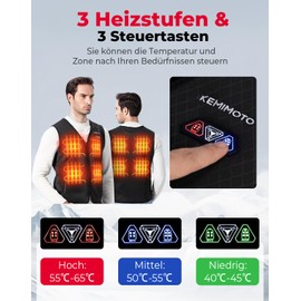 KEMIMOTO Heated Vest Men's Heated Vest with 8 Heating Zones, 3 Adjustable Heat Levels, USB Eletrik Heating Vest for Skiing, Fishing, Motorcycle, Outdoor Activities, Black (black-1)