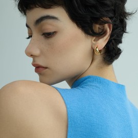 Small Huggie Hoop Earrings for Women Trendy Jewelry with 925 Sterling Silver Posts, Lightweight and Hypoallergenic Chunky Gold Hoops Jewelry Gift for Women,Girls, Brass, No Gemstone