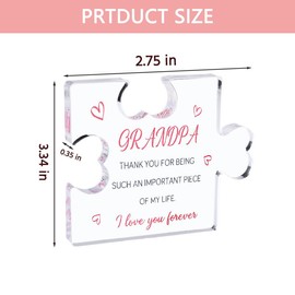 for Grandpa Engraved Acrylic Block Piece Fathers Day Birthday Gift for Grandpa Papa Grandfather Gifts from Granddaughter Grandson