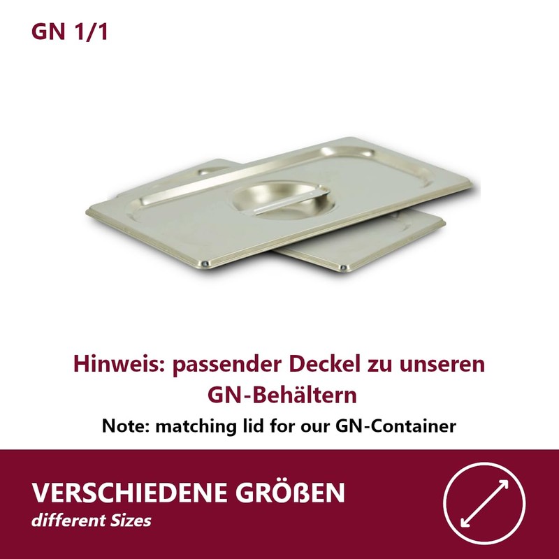 HOOZ GN 1/4 Lid without Spoon Cut-Out, Stainless Steel, Temperature