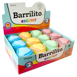 Sacapuntas plástico doble grande con deposito, en forma triangular, caja con 12 piezas.