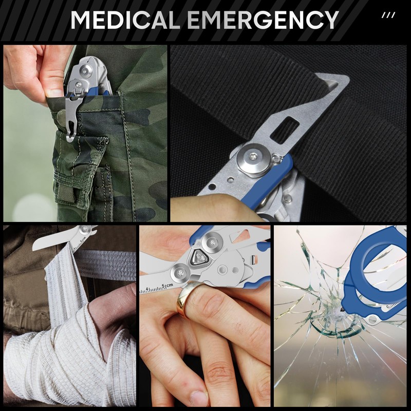 Trauma Shears Emergency Response Shears, Stainless Steel Foldable Scissors Pliers,