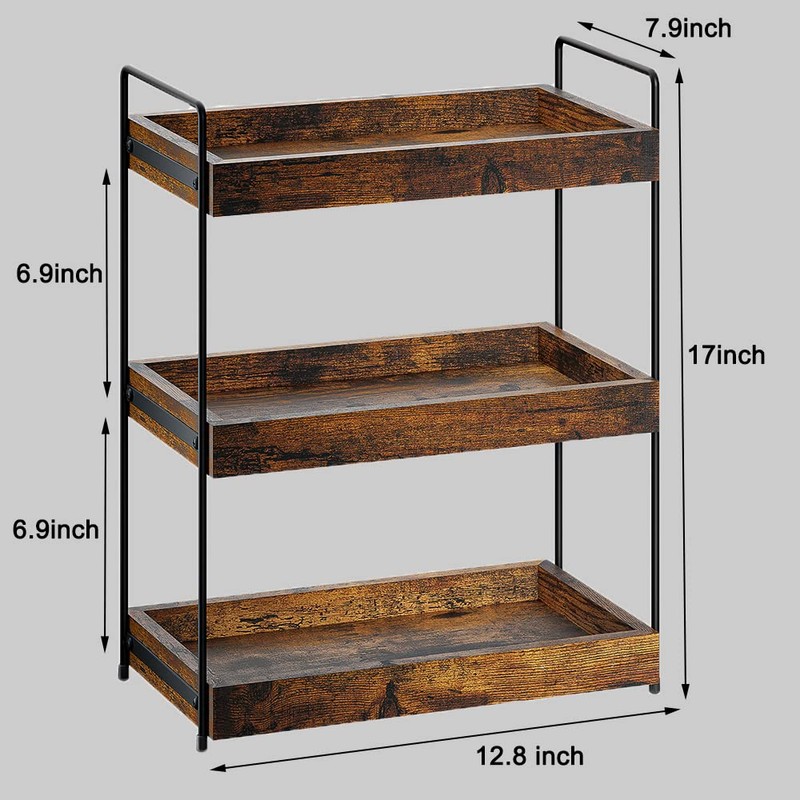 SANRETAHO Bathroom Counter Organizer, 3-Tier Wood Spice Rack Organizer for