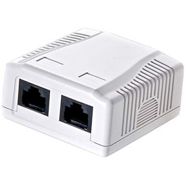 odedo CAT 6 Gigabit 250 MHz Connection Box Surface-Mounted Box Universal Network Socket 2x RJ 45 for Gigabit Transmission Pure White RAL9010, AWG 22 23 24 25 26 also PoE, Network Surface Mount Box