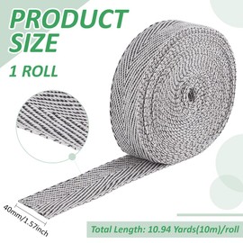 BENECREAT 10.9 Yard Carpet Edge Bias Binding, Gray White Cotton Carpet Rug Binding, Cotton Herringbone Ribbons for Sewing Project Carpet Repair