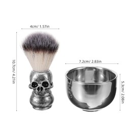 Healeved 1set Man Shaving Brush Kit Fiber Brush and Foaming Bowl Includes Shaving Bowl for Gentle
