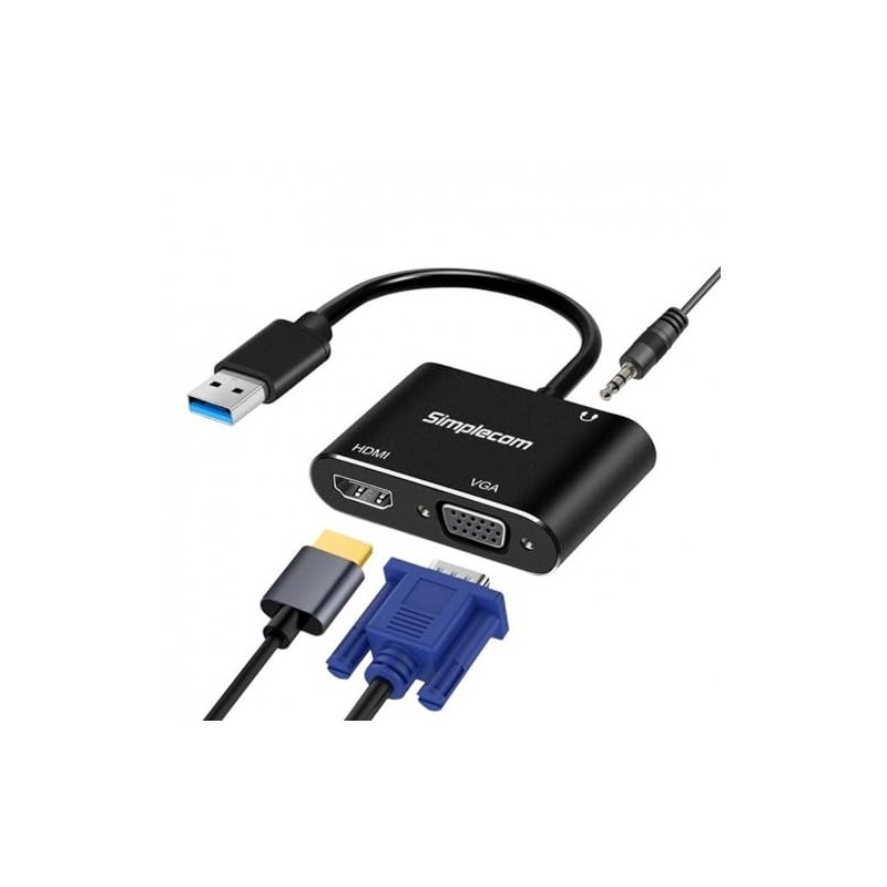 Simplecom DA316A USB to HDMI + VGA Video Card Adapter