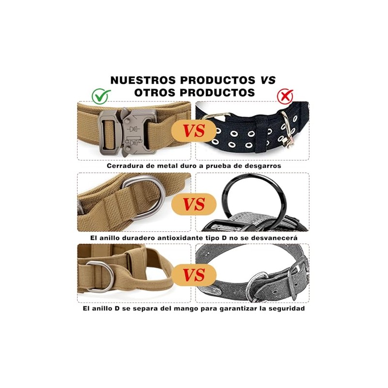 Collar de Perro Táctico, Collar para Perro de Nailon Militar