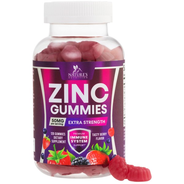 Nature's Nutrition Zinc Gummies 50mg - Extra Strength Bone Skin