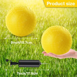 HSLCGF 12 Pcs Dodgeballs 5 Inch Playground Ball Kickball Yellow Inflatable Rubber Handball Bouncy Dodge Ball with 1 Hand Pump for Outdoors Ball Games Gym Camps Picnic