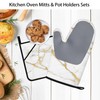 Oven Mitts and Pot Holders Sets White Gold Marble Kitchen