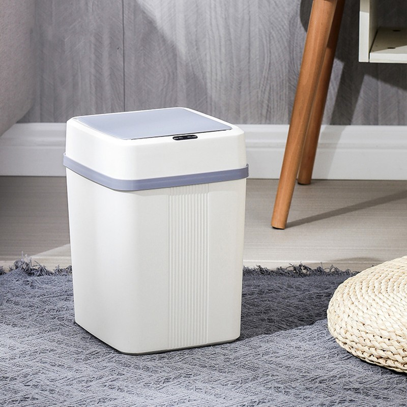 Trash Can 12L Smart Sensor Stable Dealing Cover Simple Style