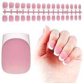 JODSONE Press On Nails 160PCS French Short Square Round Fake Nails Pink Matte Acrylic Nails Full Cover No Trace for Women DIY Manicure Nail Art