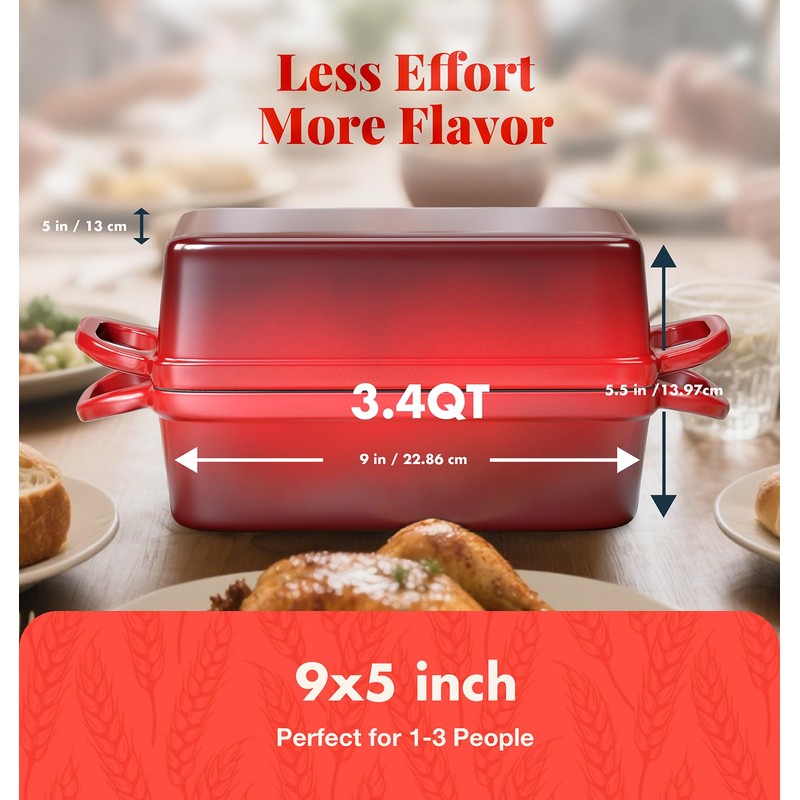 2 IN 1 Cast Iron Bread Loaf Pan with Lid,