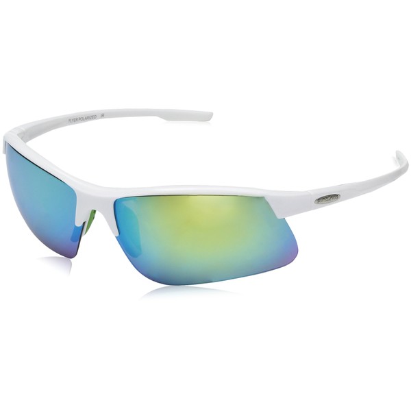 Suncloud Flyer Sunglasses, White Frame/Green Mirror Polycarbonate Lens, One Size