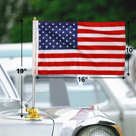 Anley US National Car Flag & Flagpole with Air Suction Mount - Outdoor Suction Cup Style Flag Pole for Car, Truck, Boat and Vehicle with American Flag (Set of 2)