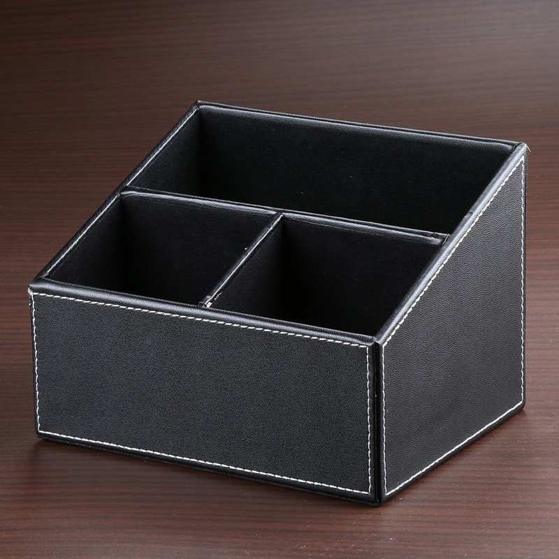 KINGFOM Remote Control Organiser, 3 Compartments TV Remote Holder (Black)