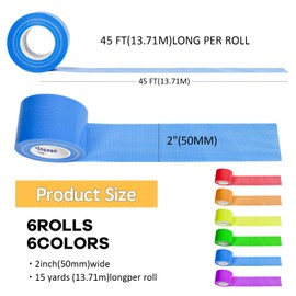 SIKEDEPRO Rainbow Colored Duct Tape 6 Pack,15 Yards x 2 Inch Heavy Duty Rainbow Waterproof Colored Tape Variety Pack,Tear by Hand,Great for Packaging, Arts & Crafts and DIY