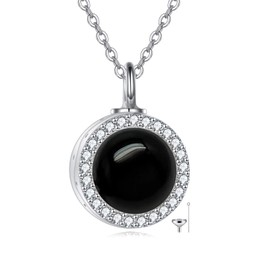ONEFINITY Onyx Urn Necklaces for Ashes Sterling Silver Black Onyx Cremation Jewelry for Ashes Memory Jewelry for Women